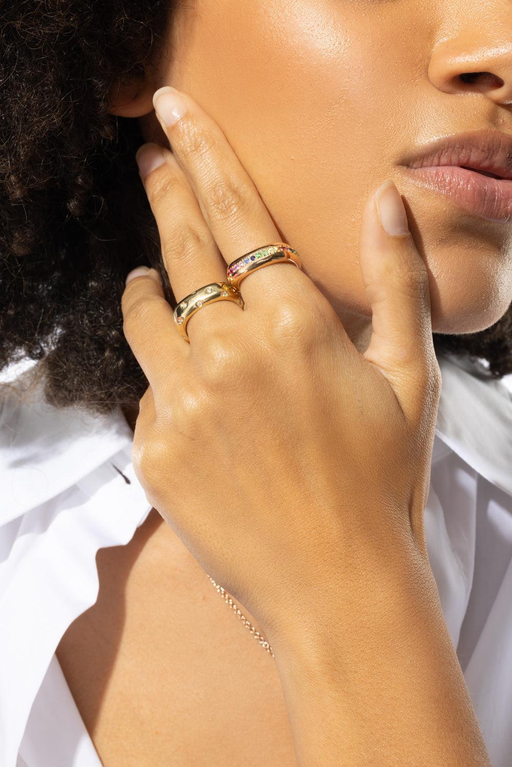 Rainbow Sapphire Ghost Belt Ring-ROSE GOLD-6.5-JEWELRYFINE JEWELRING-FULLORD