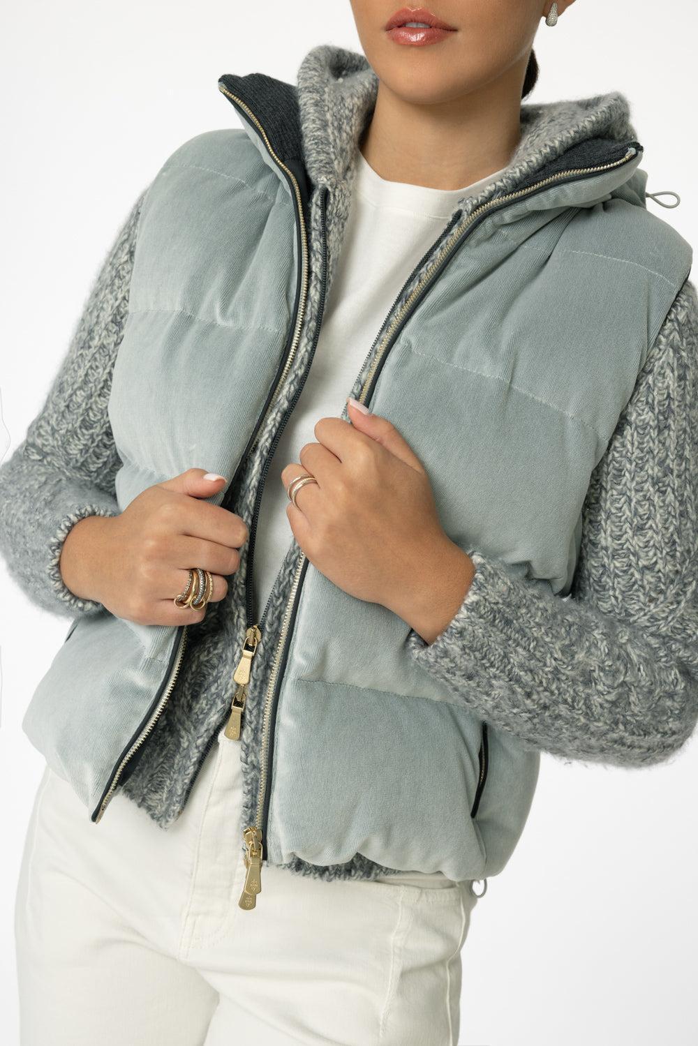 Zip Front Hooded Vest-QUARTZ-XS-CLOTHINGJACKETVESTS-ELEVENTY