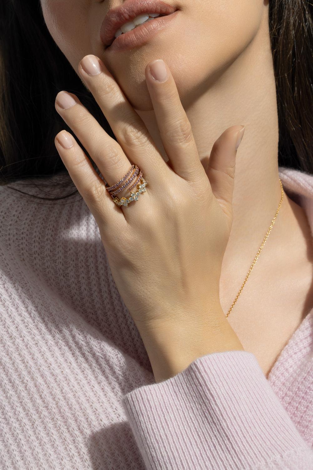 Diamond Vivi Eternity Ring-YELLOW GOLD-5-JEWELRYFINE JEWELRING-ANITA KO