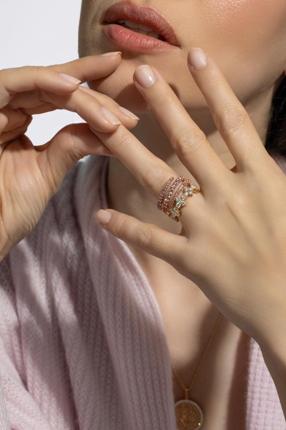 Diamond Vivi Eternity Ring-YELLOW GOLD-5-JEWELRYFINE JEWELRING-ANITA KO