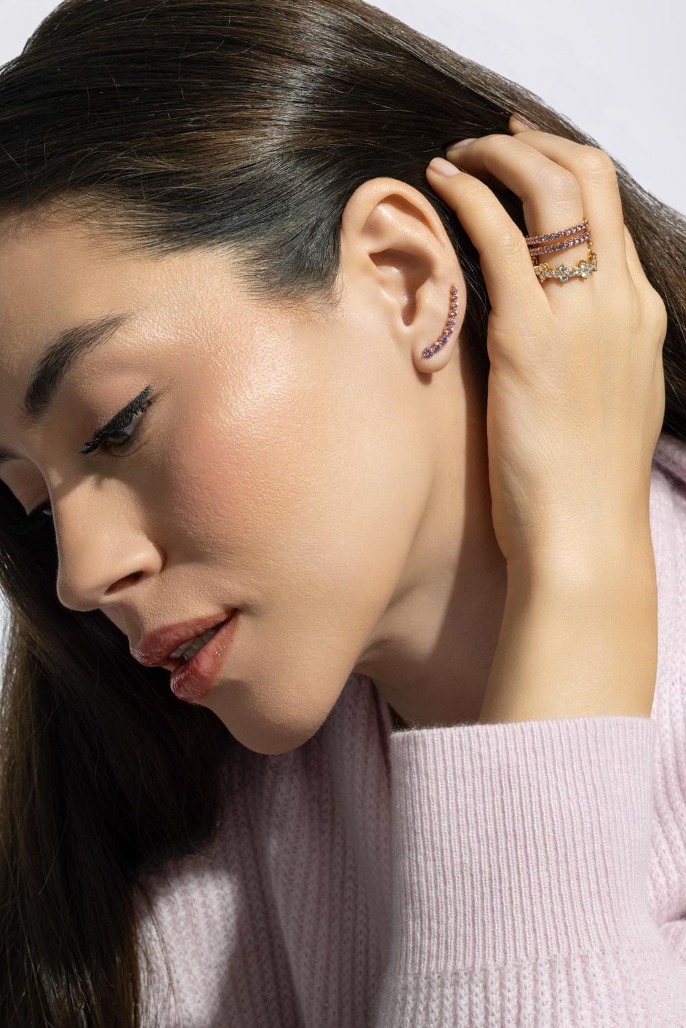 Floating Pink Sapphire Earrings-ROSE GOLD-JEWELRYFINE JEWELEARRING-ANITA KO