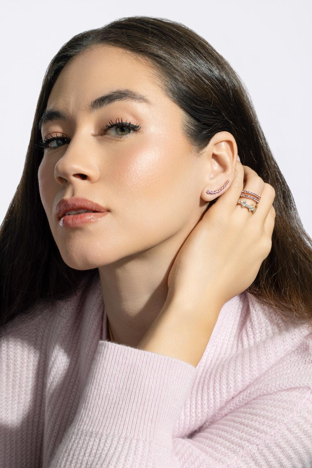 Floating Pink Sapphire Earrings-ROSE GOLD-JEWELRYFINE JEWELEARRING-ANITA KO