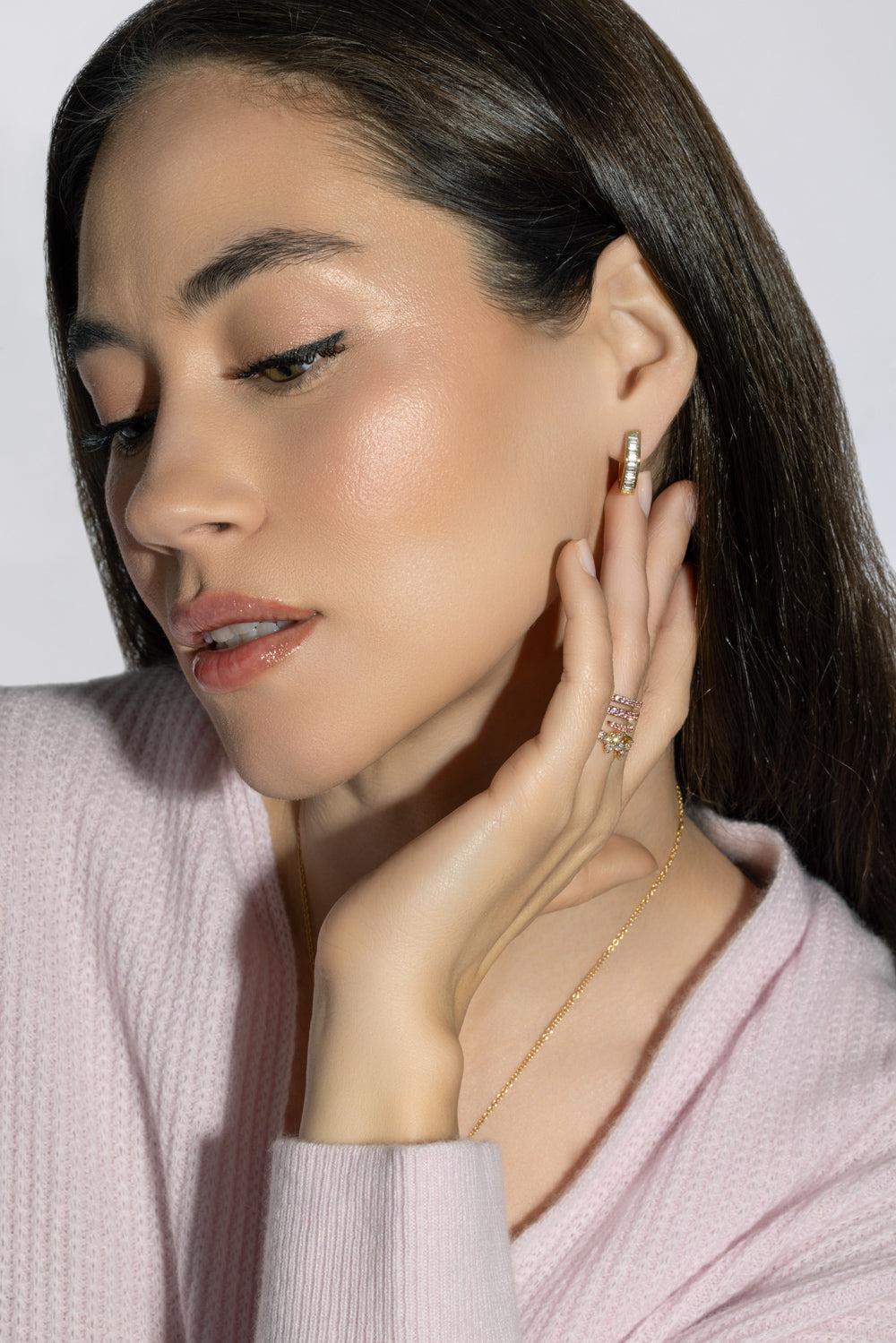 Diamond Classic Georgie Hoop Earrings-YELLOW GOLD-JEWELRYFINE JEWELEARRING-ANITA KO