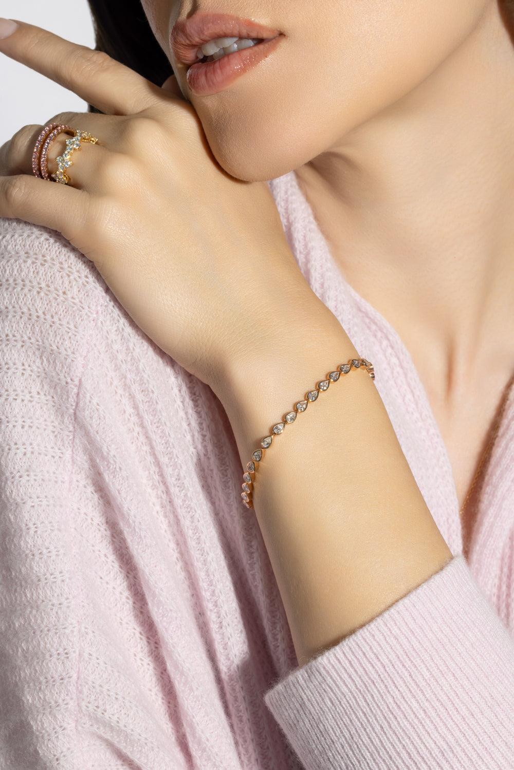 Pear Diamond Tennis Bracelet-ROSE GOLD-6.5-JEWELRYFINE JEWELBRACELET O-ANITA KO