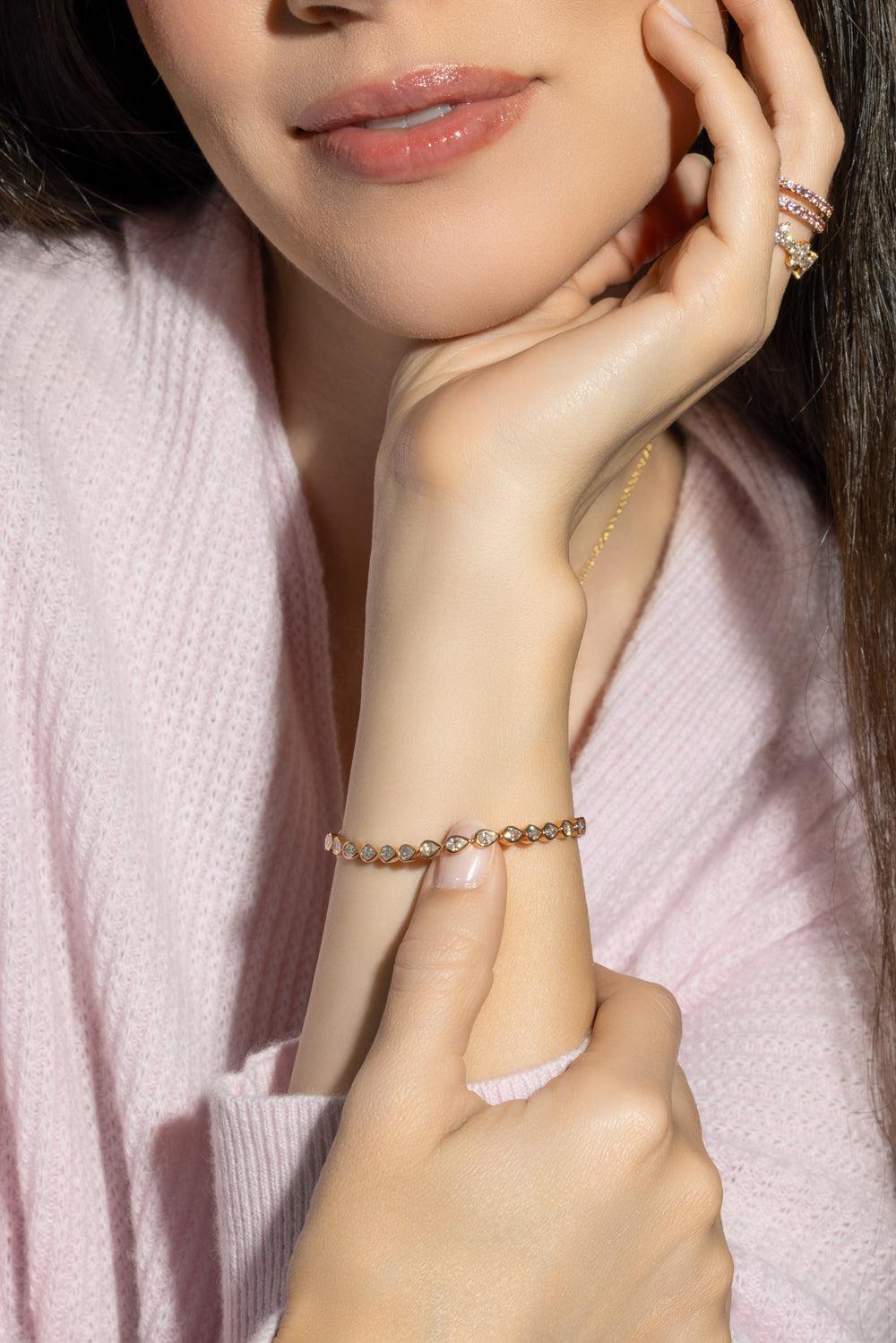 Pear Diamond Tennis Bracelet-ROSE GOLD-6.5-JEWELRYFINE JEWELBRACELET O-ANITA KO