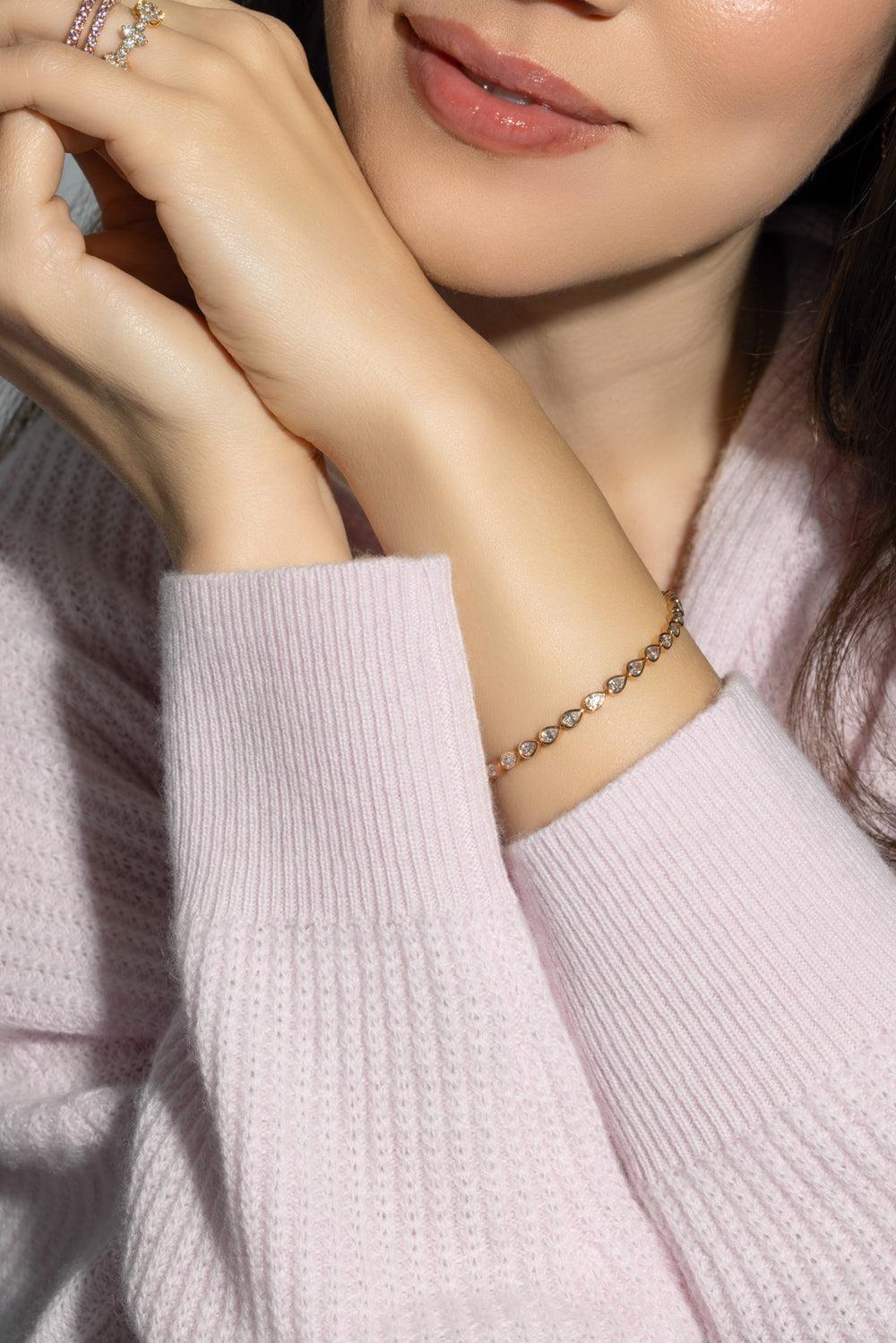 Pear Diamond Tennis Bracelet-ROSE GOLD-6.5-JEWELRYFINE JEWELBRACELET O-ANITA KO