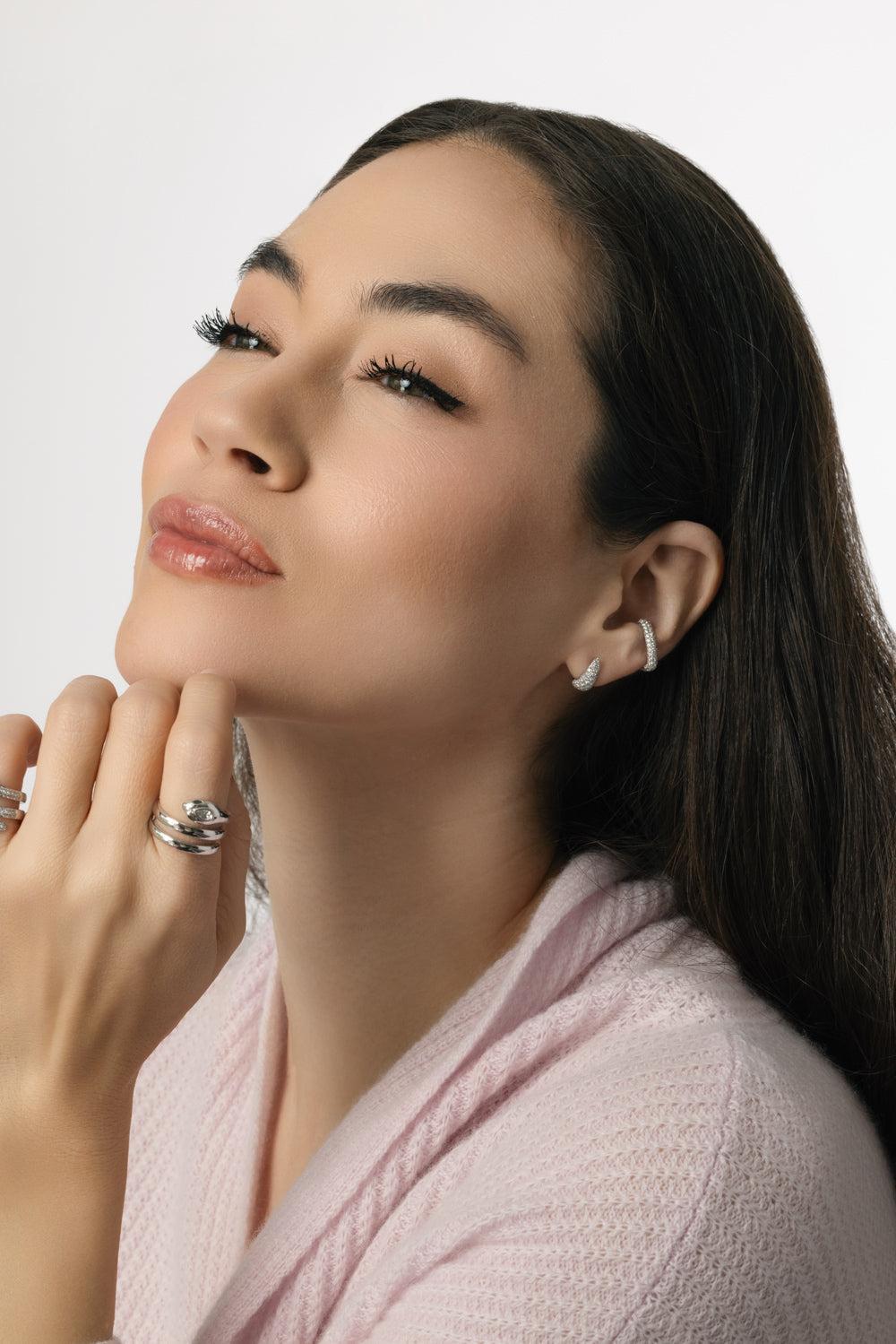 Diamond Baby Claw Earrings-WHITE GOLD-JEWELRYFINE JEWELEARRING-ANITA KO