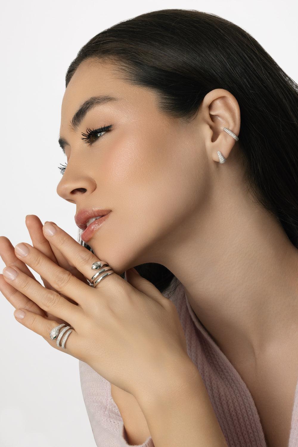 Diamond Baby Claw Earrings-WHITE GOLD-JEWELRYFINE JEWELEARRING-ANITA KO