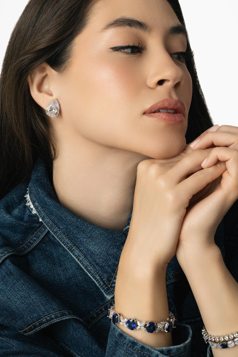 Shooting Star Cluster Drop Earrings-WHITE-JEWELRYBOUTIQUEEARRING-FANTASIA by DESERIO