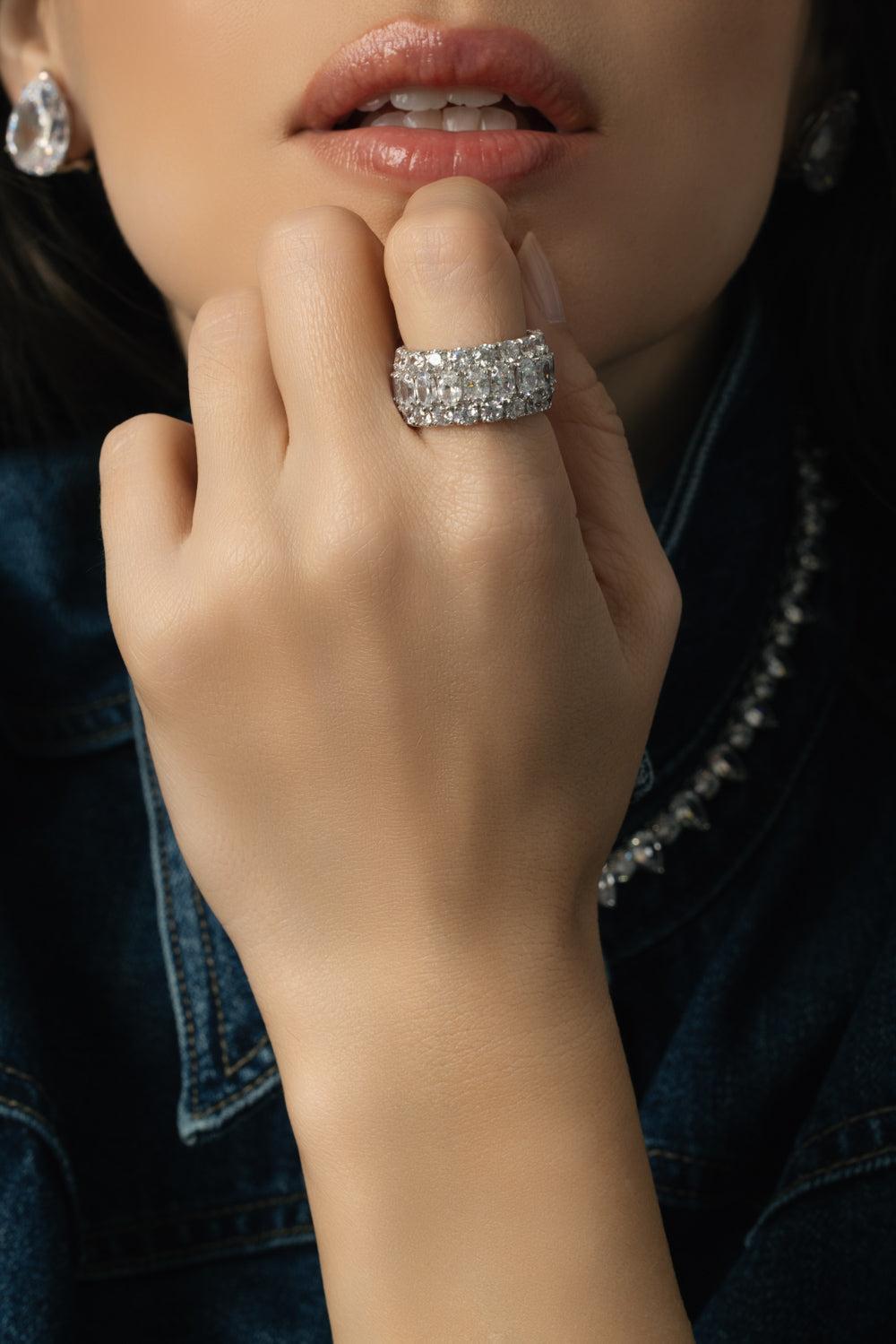 Three Row Oval Round Eternity Band-WHITE-7.5-JEWELRYBOUTIQUERING-FANTASIA by DESERIO