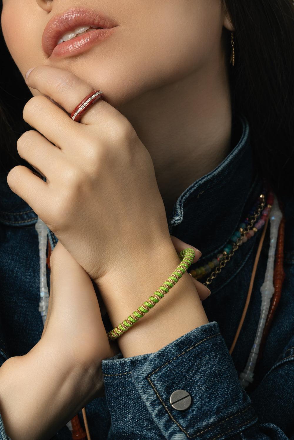 Light Green Gio Bracelet-YELLOW GOLD-JEWELRYFINE JEWELBRACELET O-ROBERTO DEMEGLIO