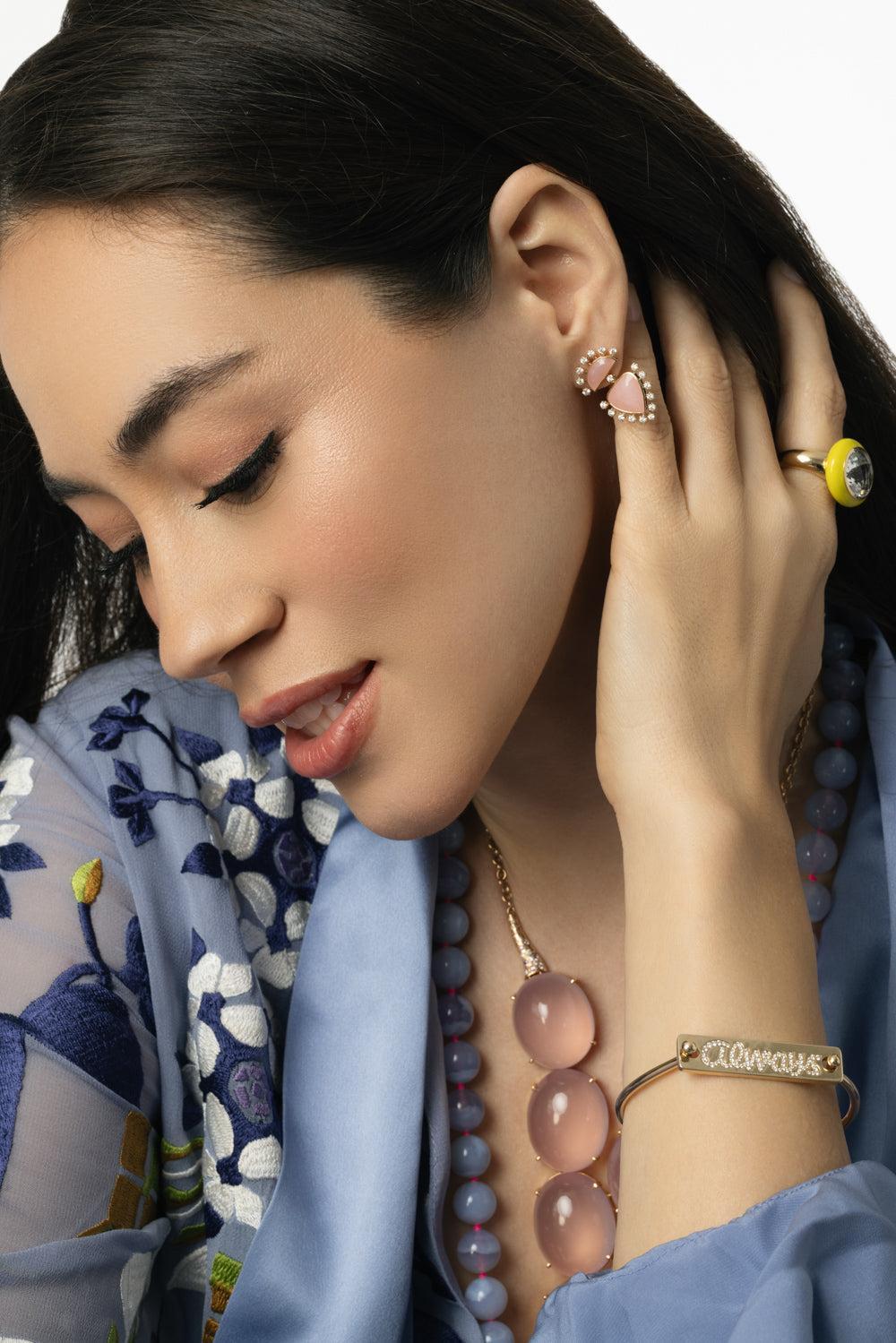 Pink Opal Day Star Earrings-YELLOW GOLD-JEWELRYFINE JEWELEARRING-ROBINSON PELHAM