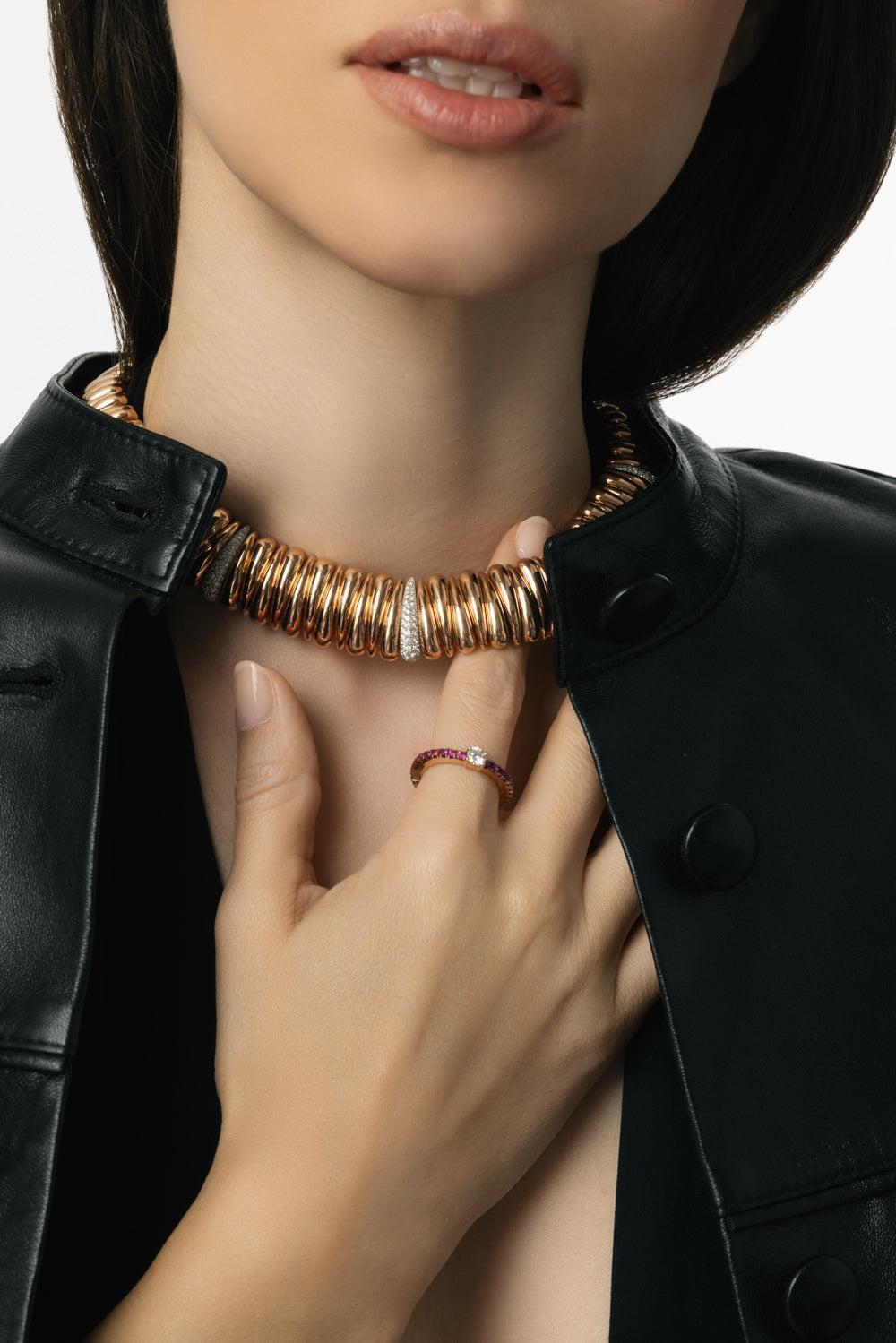 Five Diamond Small Artiglio Necklace-ROSE GOLD-JEWELRYFINE JEWELNECKLACE O-ROBERTO DEMEGLIO