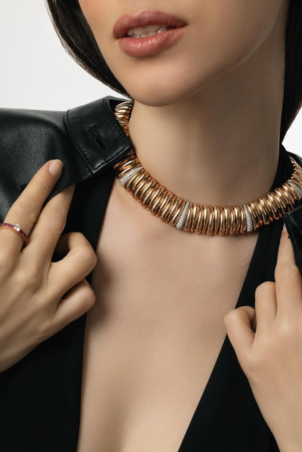 Five Diamond Small Artiglio Necklace-ROSE GOLD-JEWELRYFINE JEWELNECKLACE O-ROBERTO DEMEGLIO