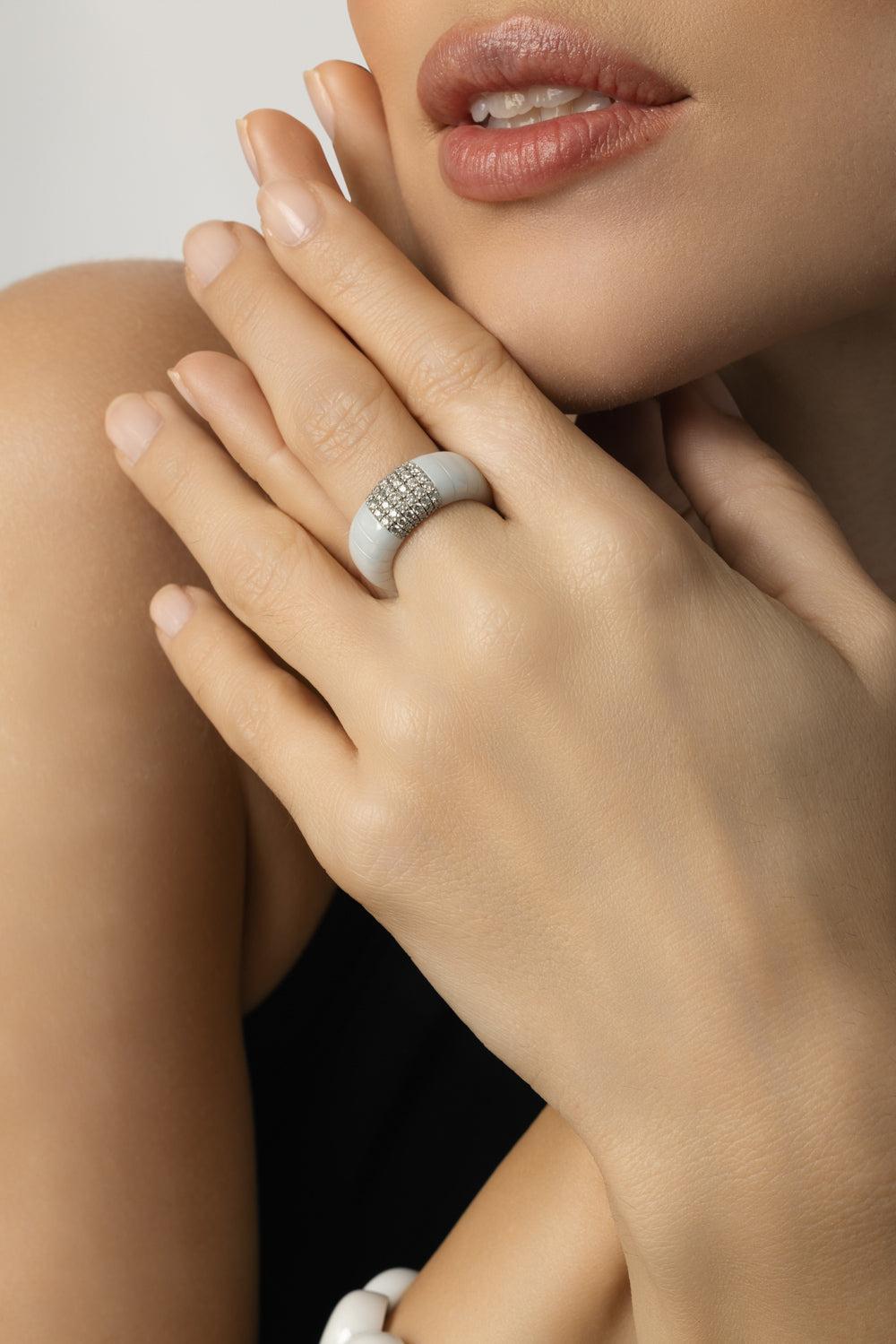 Diamond White Pura Stretch Ring-WHITE GOLD-6-JEWELRYFINE JEWELRING-ROBERTO DEMEGLIO
