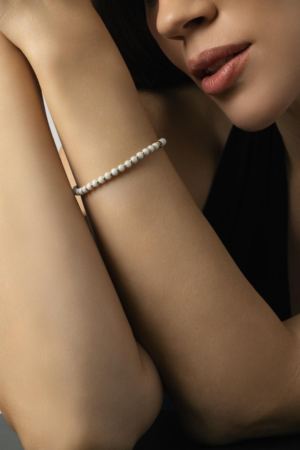Black Diamond Section Small Sfera Stretch Bracelet-YELLOW GOLD-JEWELRYFINE JEWELBRACELET O-ROBERTO DEMEGLIO