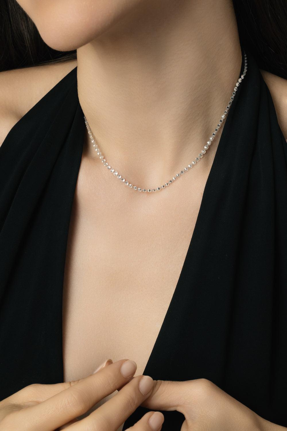 Diamond Pierced Stone Necklace-WHITE GOLD-15.5-JEWELRYFINE JEWELNECKLACE O-SIDNEY GARBER