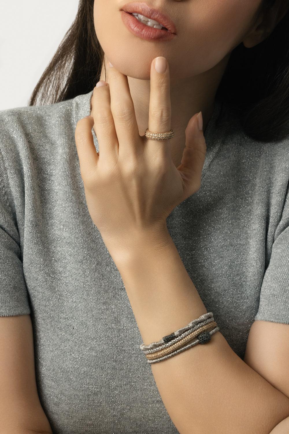 Black Diamond Center Joy Stretch Bracelet-WHITE GOLD-JEWELRYFINE JEWELBRACELET O-ROBERTO DEMEGLIO