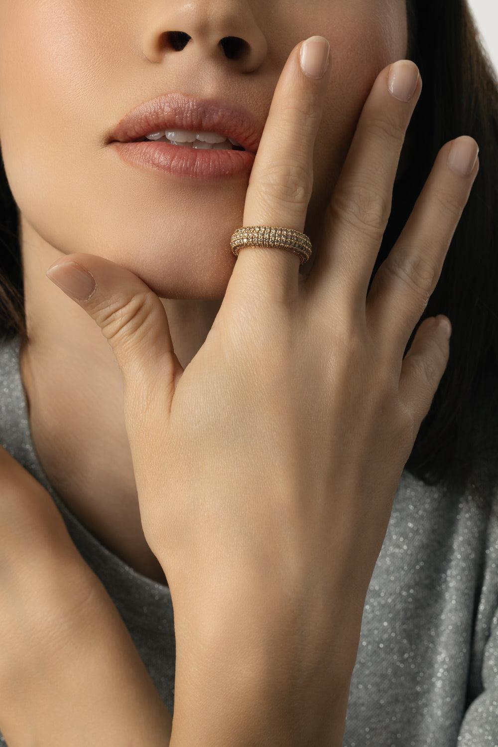 Diamond Giotto Stretch Ring-ROSE GOLD-6.5-JEWELRYFINE JEWELRING-ROBERTO DEMEGLIO