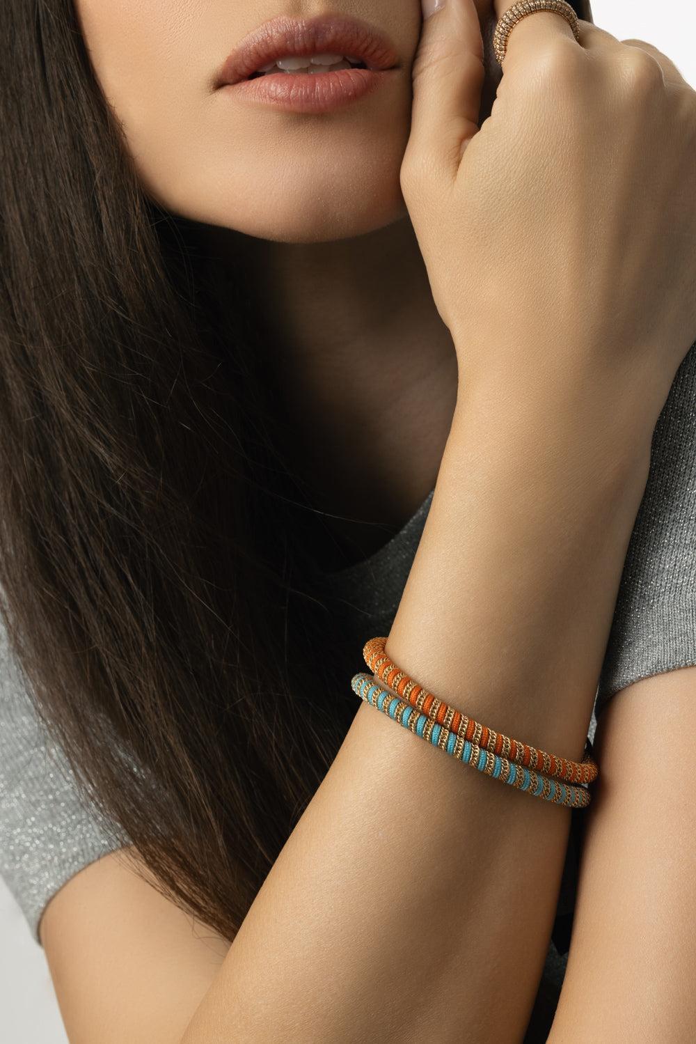 Orange Gio Stretch Bracelet-YELLOW GOLD-JEWELRYFINE JEWELBRACELET O-ROBERTO DEMEGLIO