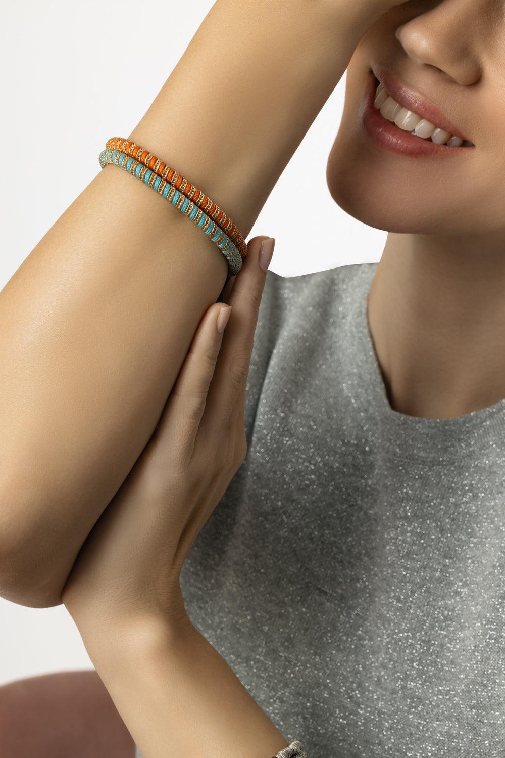 Orange Gio Stretch Bracelet-YELLOW GOLD-JEWELRYFINE JEWELBRACELET O-ROBERTO DEMEGLIO