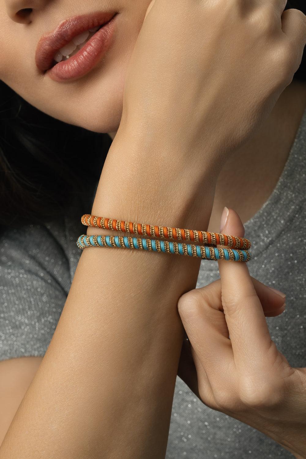 Orange Gio Stretch Bracelet-YELLOW GOLD-JEWELRYFINE JEWELBRACELET O-ROBERTO DEMEGLIO