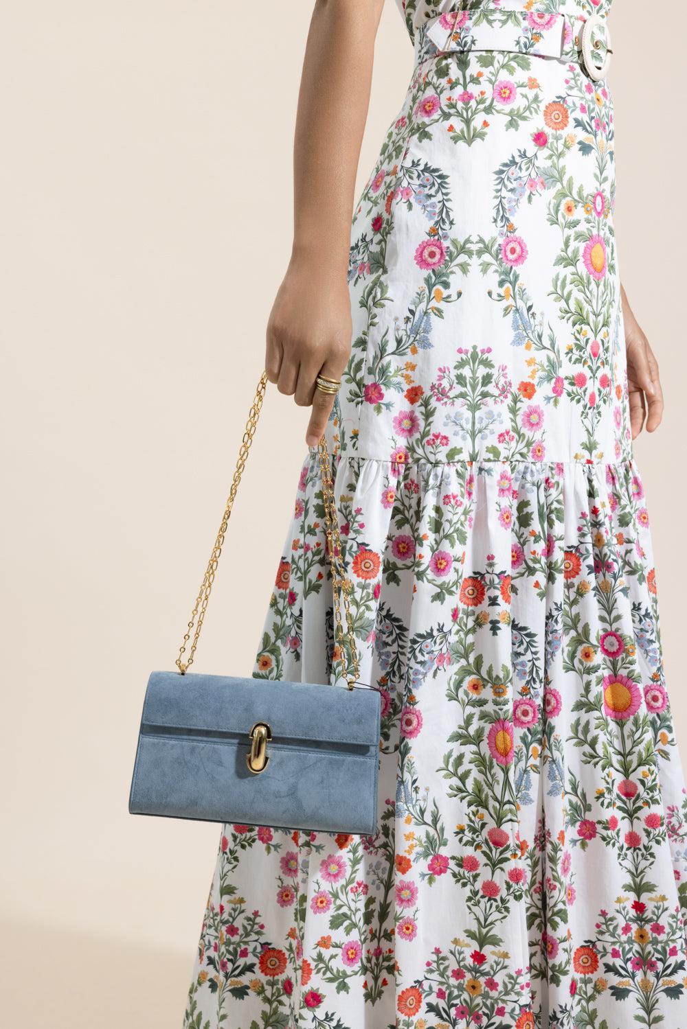 Chain Symmetry Pochette - Denim Suede-BLUE-O/S-HANDBAGSHOULDER-SAVETTE
