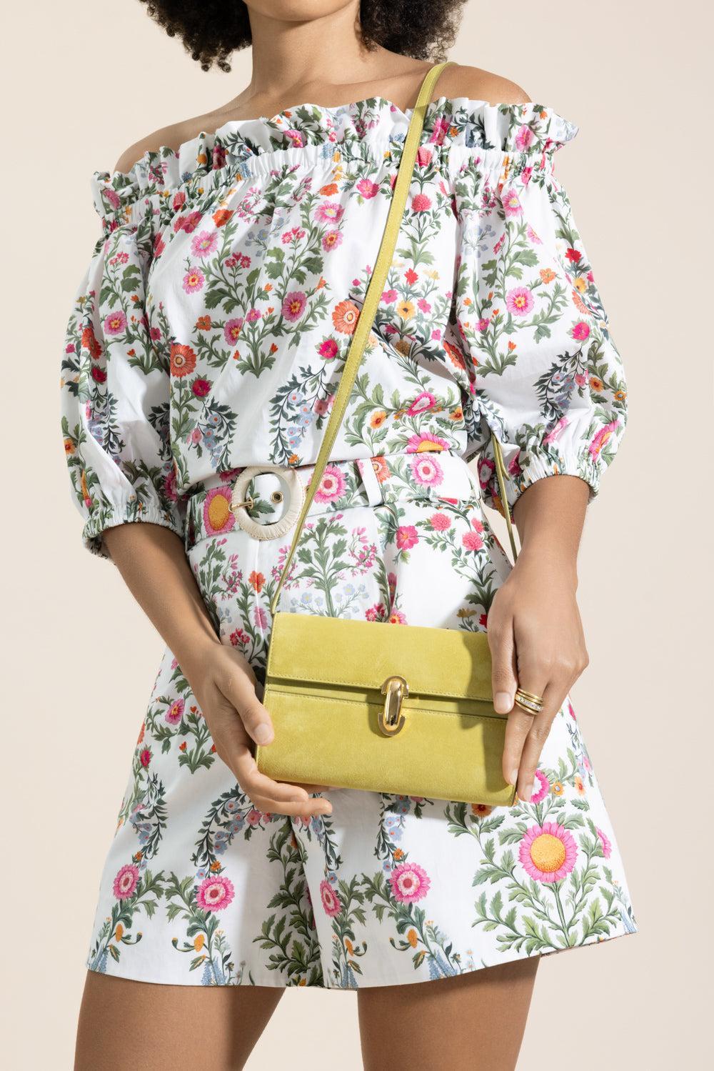 Symmetry Mini Bag - Chartreuse Suede-GREEN-O/S-HANDBAGSHOULDER-SAVETTE