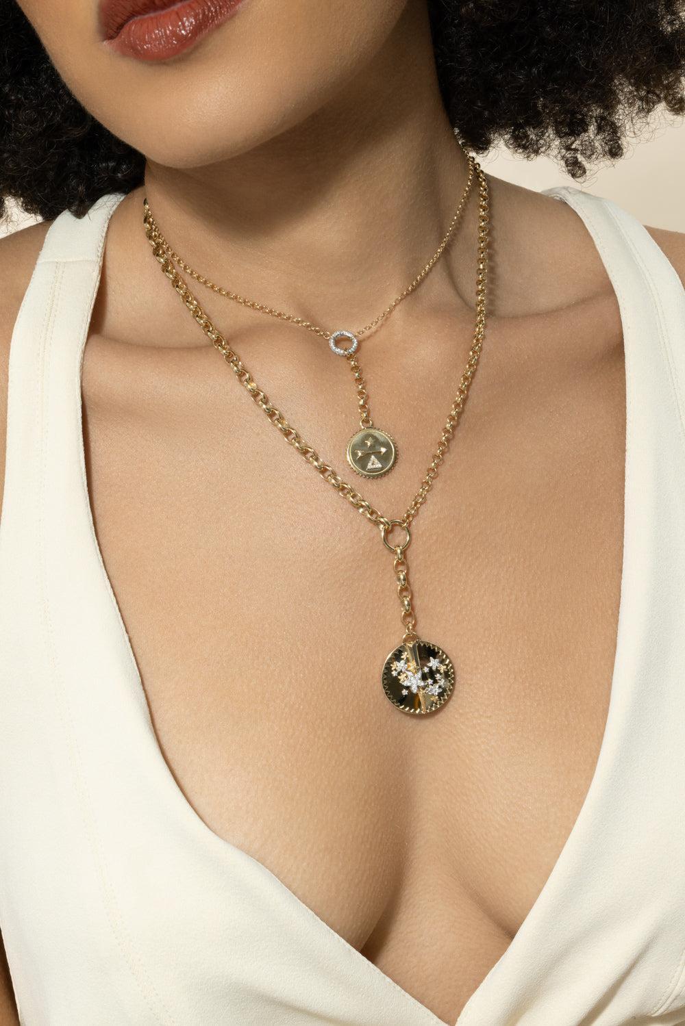 Dream - Small Mixed Belcher Extension Chain Necklace-YELLOW GOLD-JEWELRYFINE JEWELNECKLACE O-FOUNDRAE