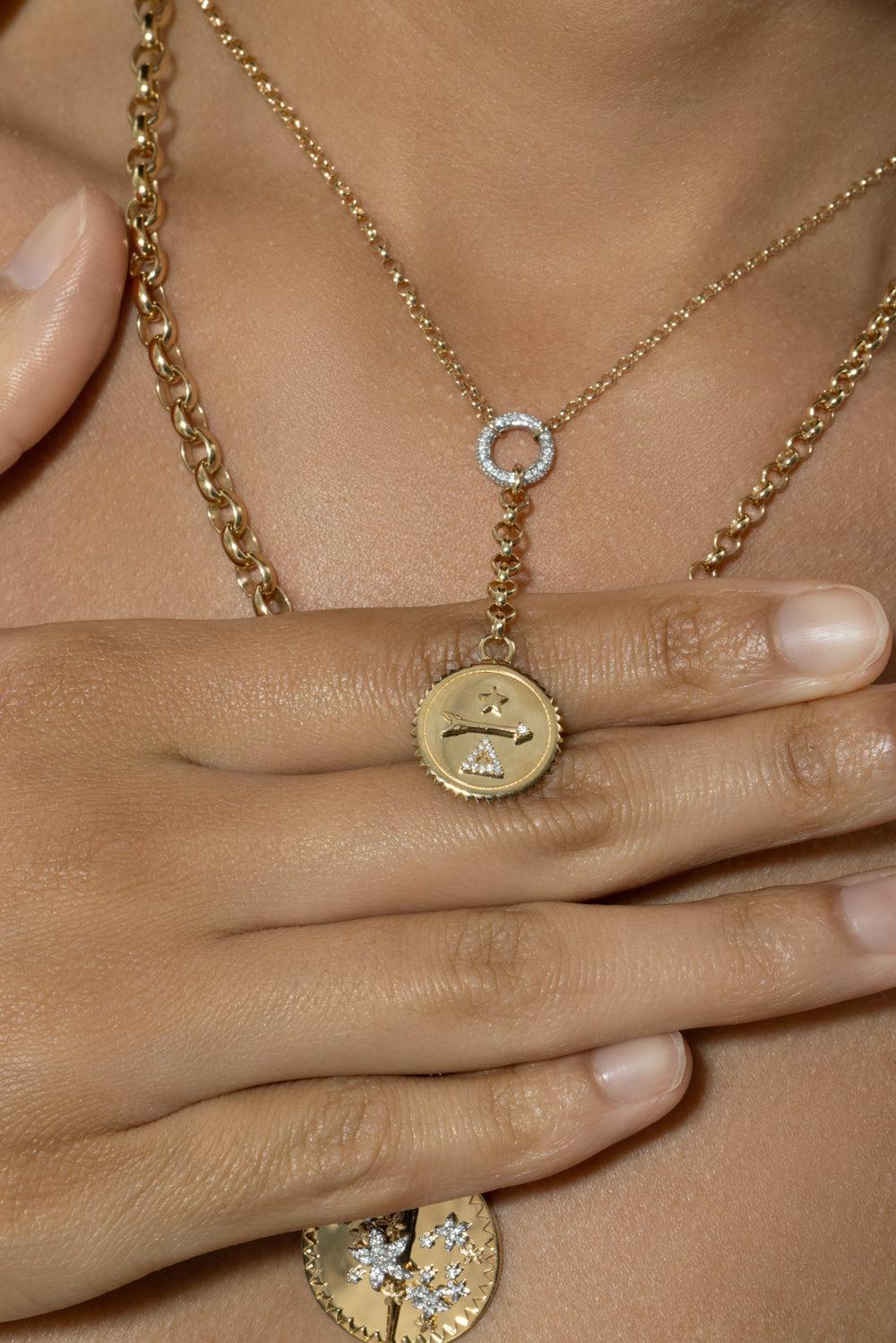 Dream - Small Mixed Belcher Extension Chain Necklace-YELLOW GOLD-JEWELRYFINE JEWELNECKLACE O-FOUNDRAE