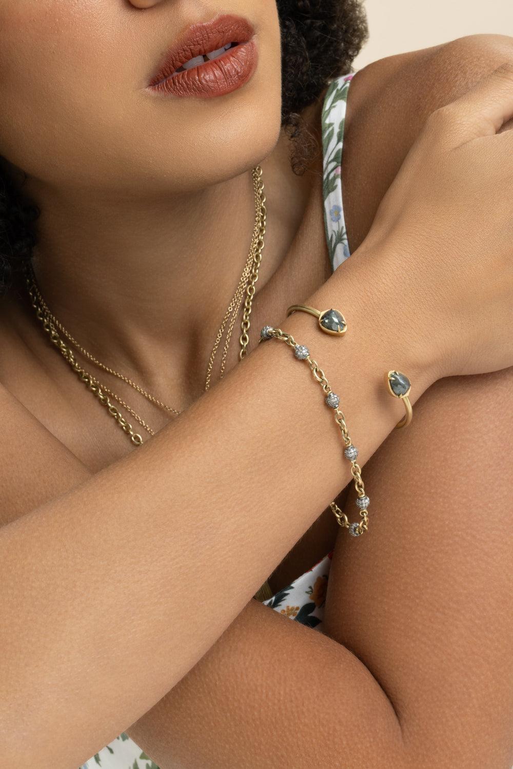 Diamond Pear Rough Cut Bracelet-YELLOW GOLD-JEWELRYFINE JEWELBRACELET O-SYLVA & CIE
