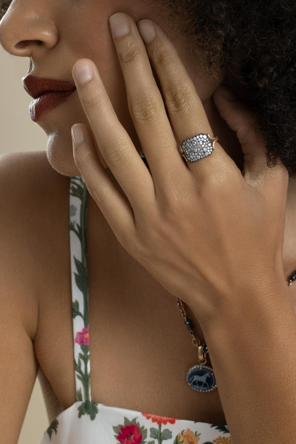 Diamond Baby Mini Ten Table Ring-ROSE GOLD-6.75-JEWELRYFINE JEWELRING-SYLVA & CIE