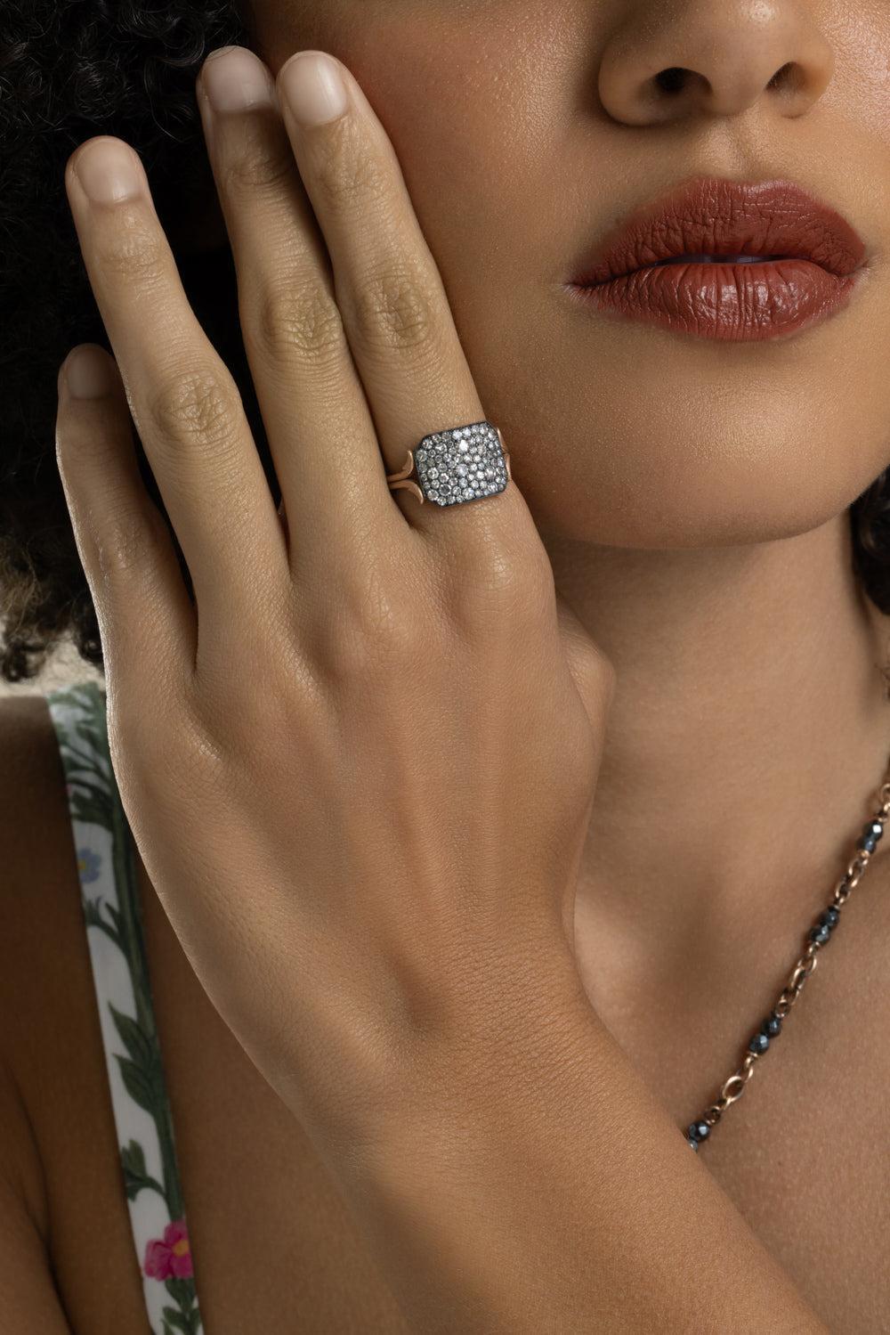 Diamond Baby Mini Ten Table Ring-ROSE GOLD-6.75-JEWELRYFINE JEWELRING-SYLVA & CIE