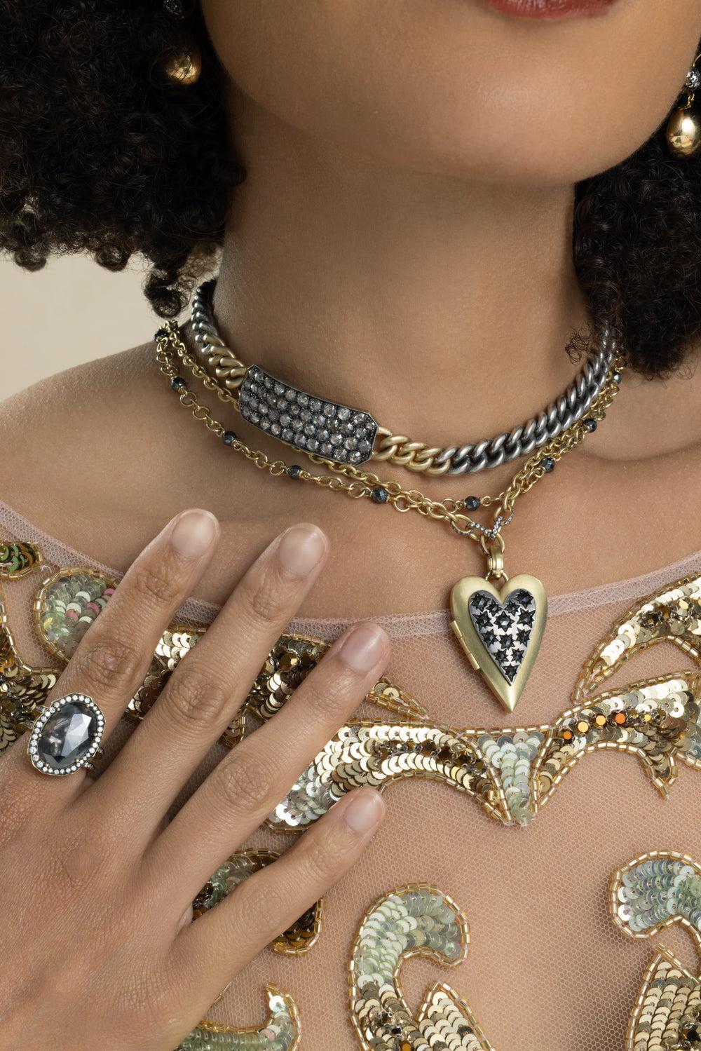 Diamond Section Necklace-YELLOW GOLD-18-JEWELRYFINE JEWELNECKLACE O-SYLVA & CIE