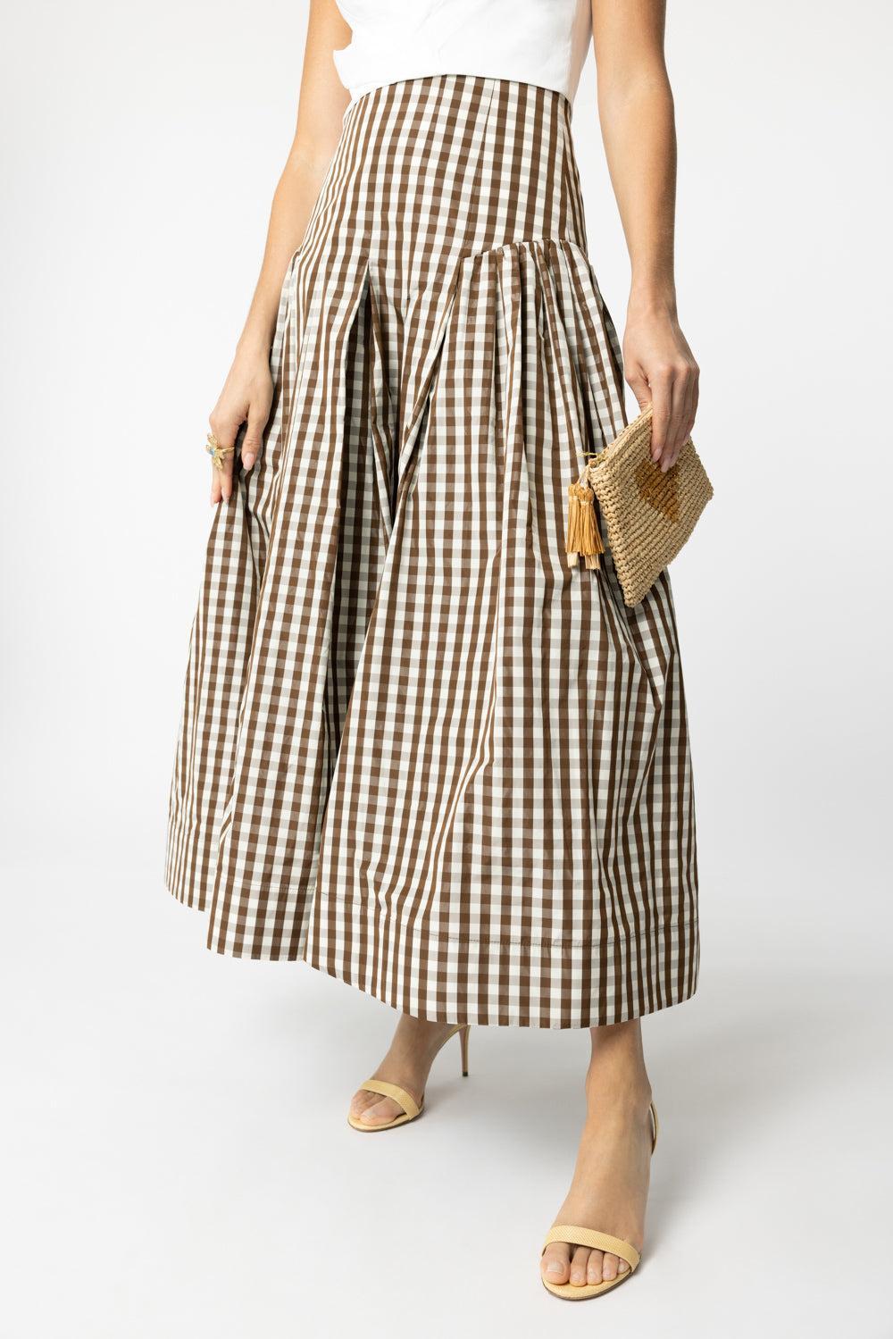 Seam Detail Full Skirt-WALNUT-2-CLOTHINGSKIRTMIDI-LELA ROSE