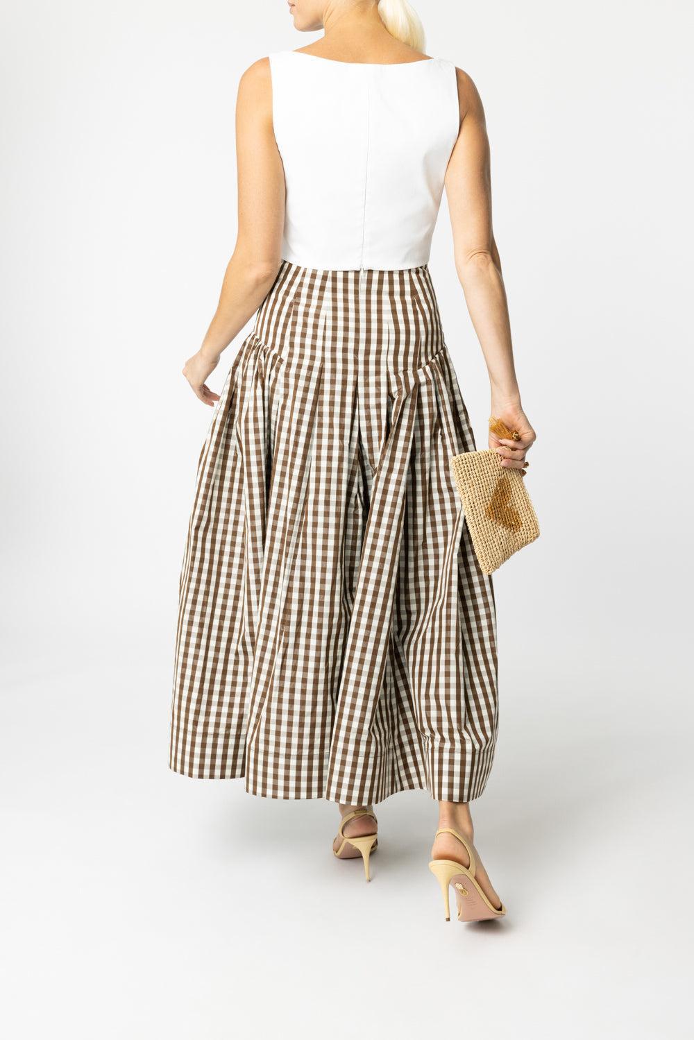 Seam Detail Full Skirt-WALNUT-2-CLOTHINGSKIRTMIDI-LELA ROSE
