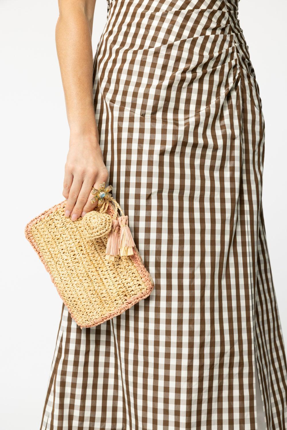 Small Raffia Pouch - Pink-NAT/PINK-HANDBAGCLUTCHES-AERIN LAUDER