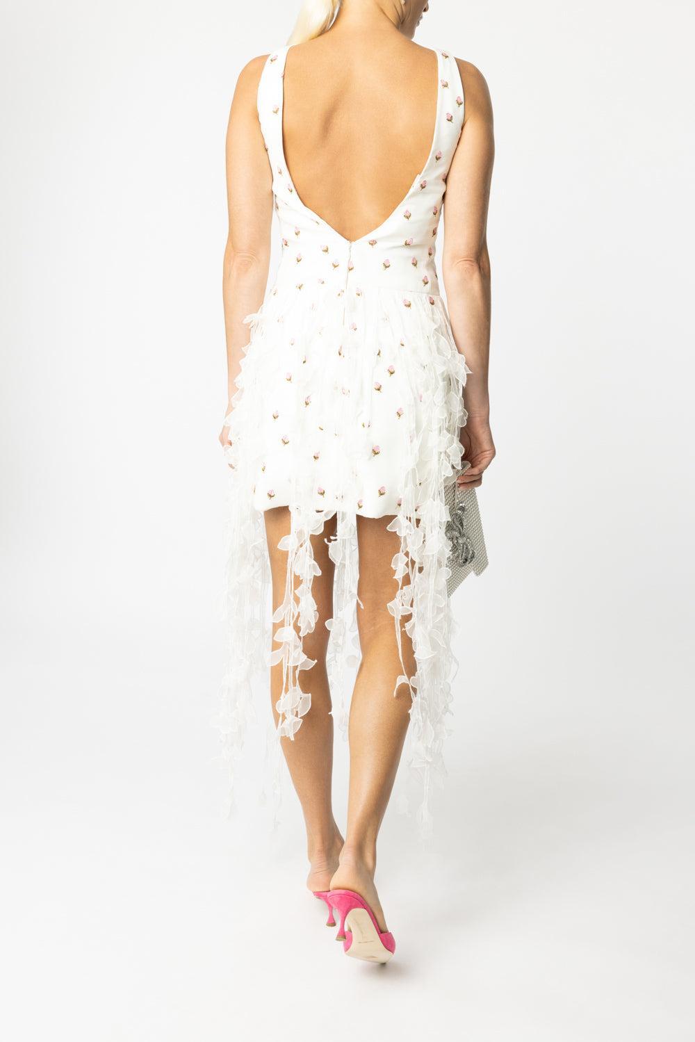 Floral Applique Dress-IVORY-40-CLOTHINGDRESSCOCKTAIL-GIAMBATTISTA VALLI