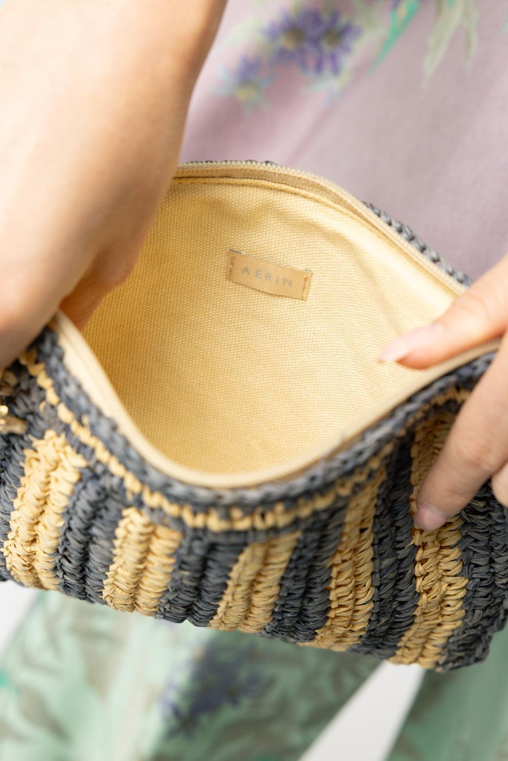 Small Striped Zip-Pouch-DNM BLUE-HANDBAGCLUTCHES-AERIN LAUDER
