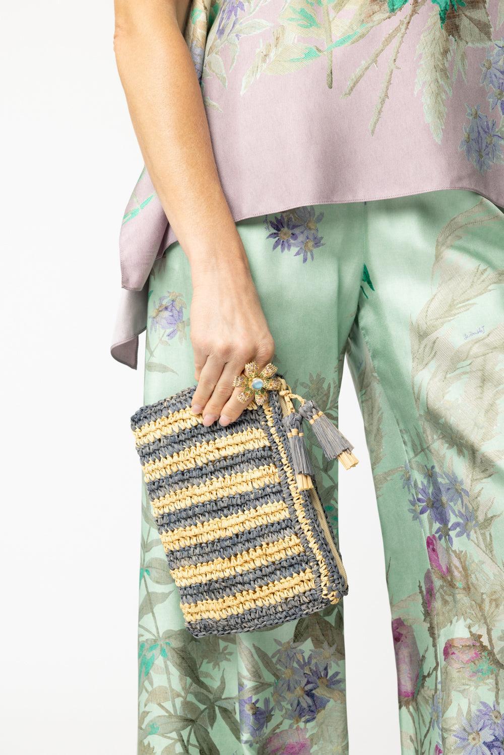 Small Striped Zip-Pouch-DNM BLUE-HANDBAGCLUTCHES-AERIN LAUDER