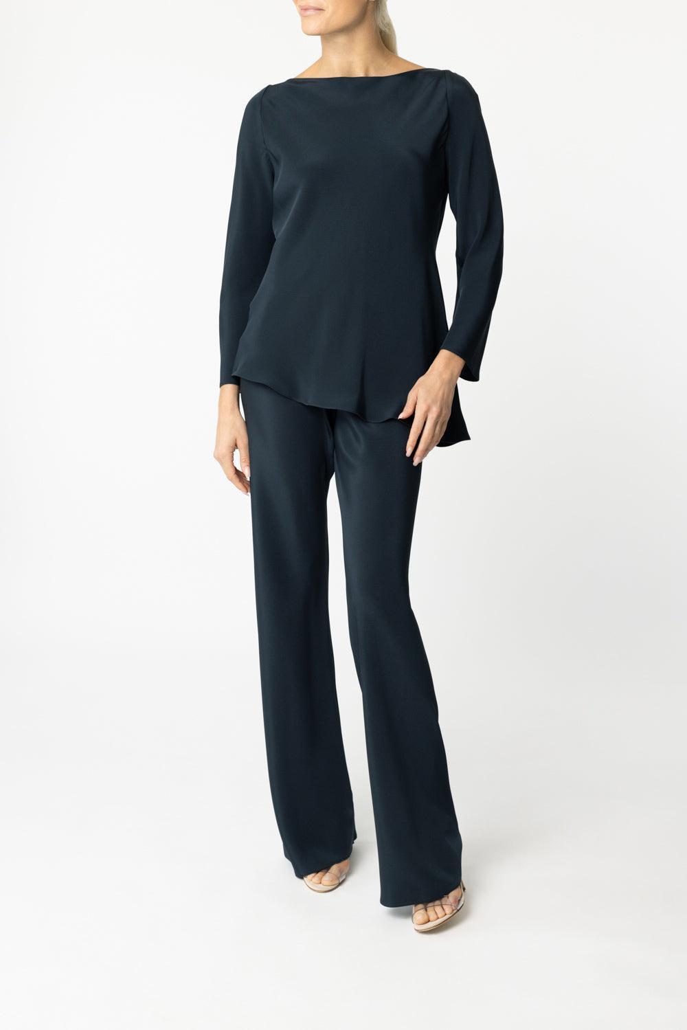 Asymmetrical Par Tunic - Navy-NAVY-L-CLOTHINGTOPBLOUSE-PETER COHEN