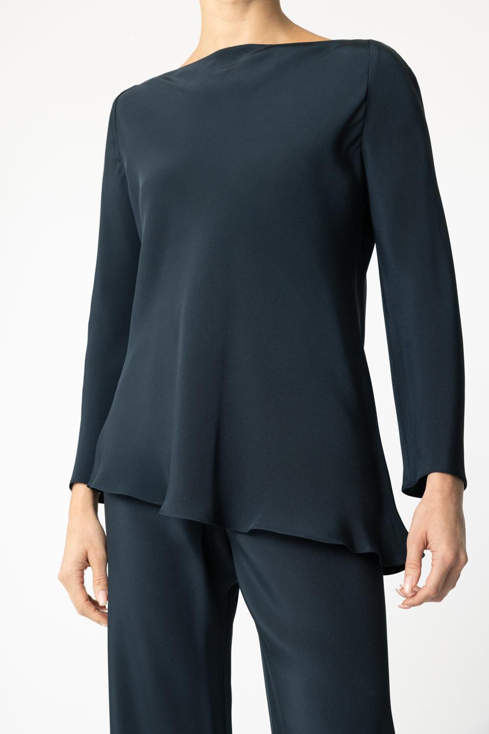 Asymmetrical Par Tunic - Navy-NAVY-L-CLOTHINGTOPBLOUSE-PETER COHEN