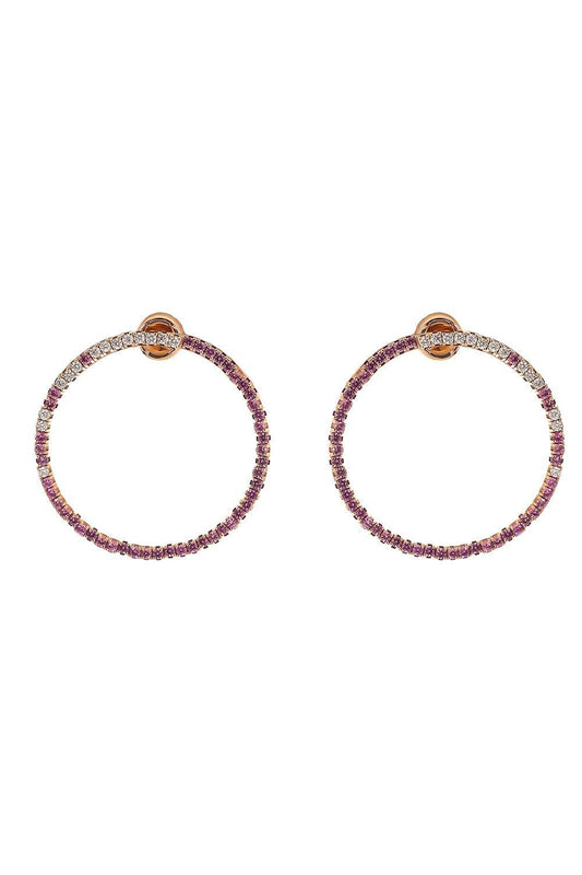 Pink Sapphire Diamond Extensible Earrings-ROSE GOLD-JEWELRYFINE JEWELEARRING-ROBERTO DEMEGLIO