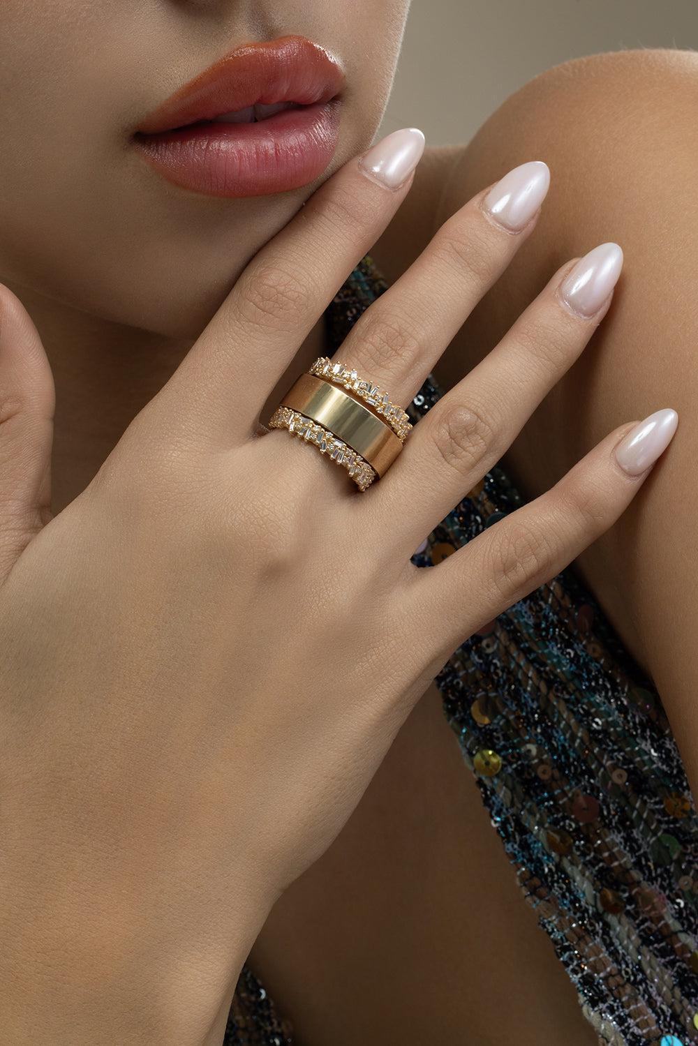 Diamond Midi Ring Jacket-YELLOW GOLD-8.5-JEWELRYFINE JEWELRING-SUZANNE KALAN
