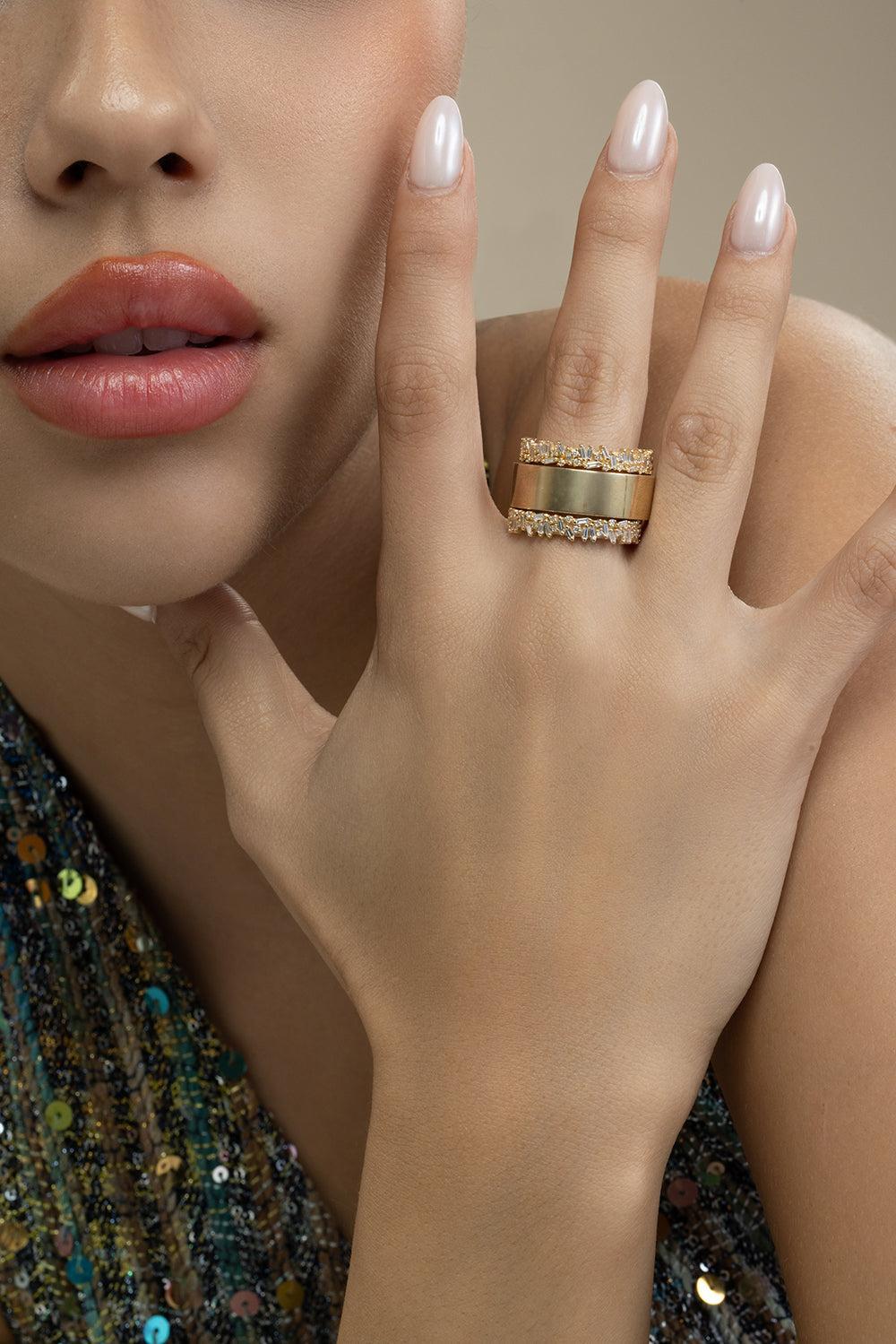 Diamond Midi Ring Jacket-YELLOW GOLD-8.5-JEWELRYFINE JEWELRING-SUZANNE KALAN
