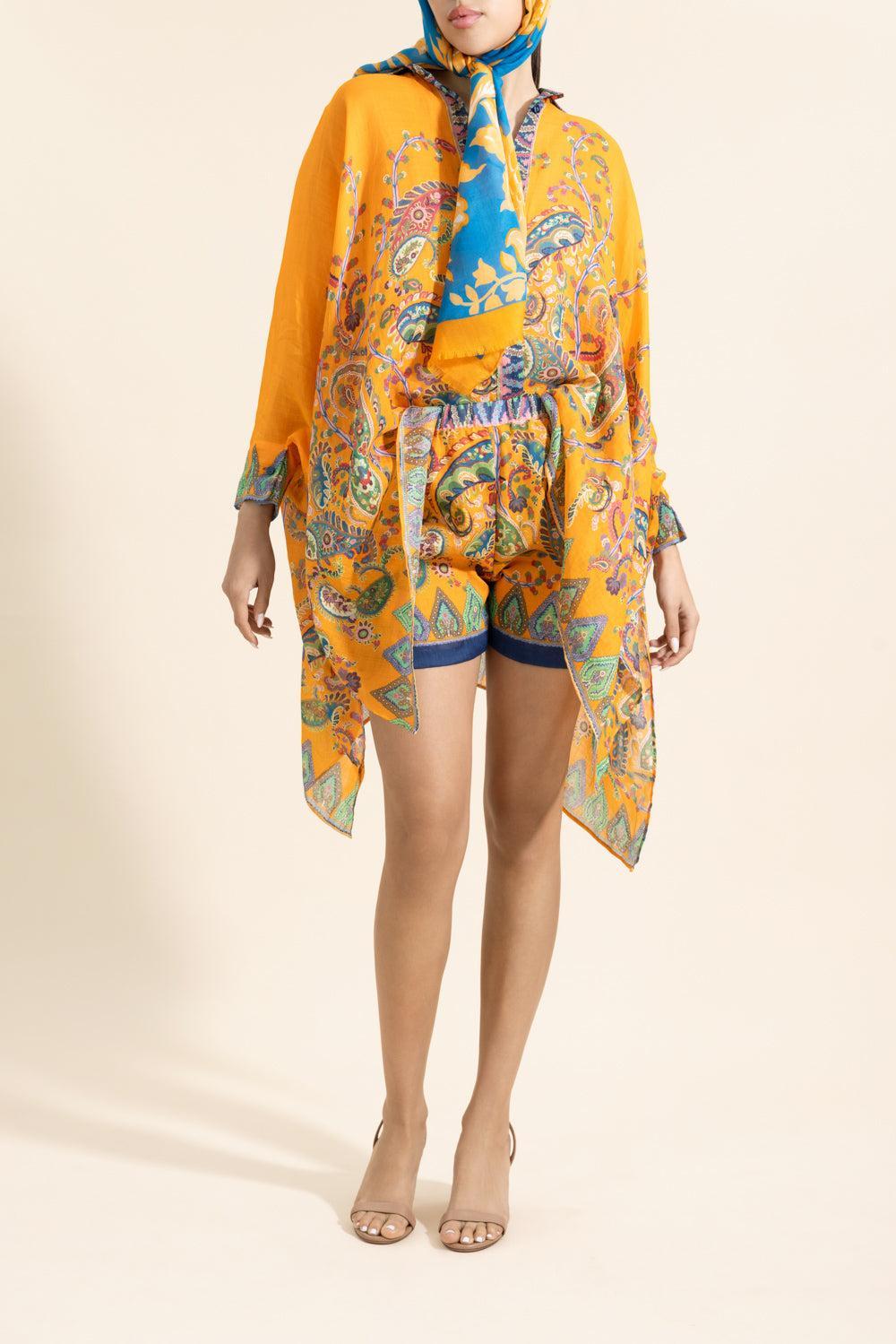 Flare Poncho Beach Blouse-PRNTORNG-38-CLOTHINGTOPPONCHO-ETRO