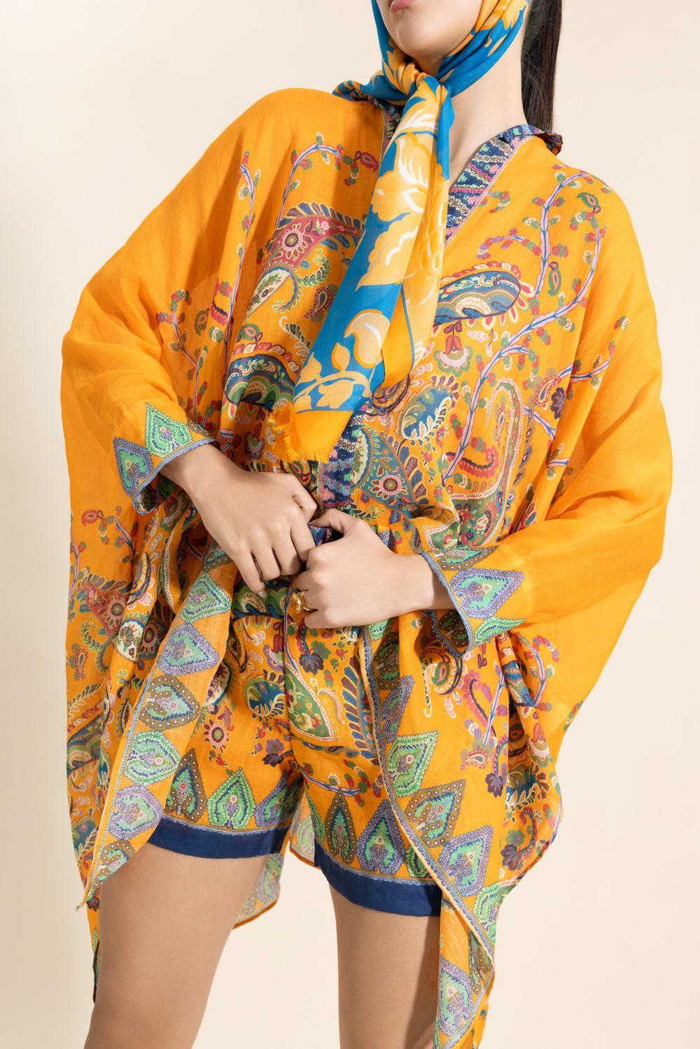 Flare Poncho Beach Blouse-PRNTORNG-38-CLOTHINGTOPPONCHO-ETRO