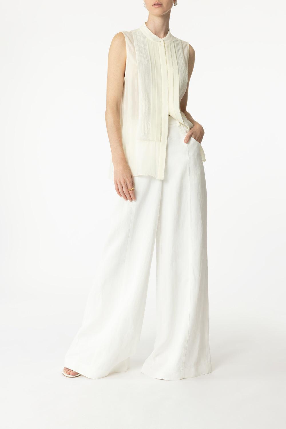 Dee's Coated Linen Trouser-WHITE-2-CLOTHINGPANTWIDE LEG-TWP