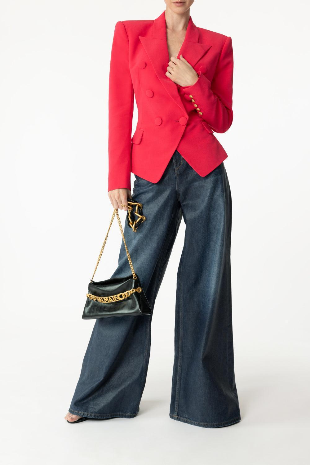 Six Button Fitted Jacket-FUCHSIA-36-CLOTHINGJACKETBLAZERS-BALMAIN