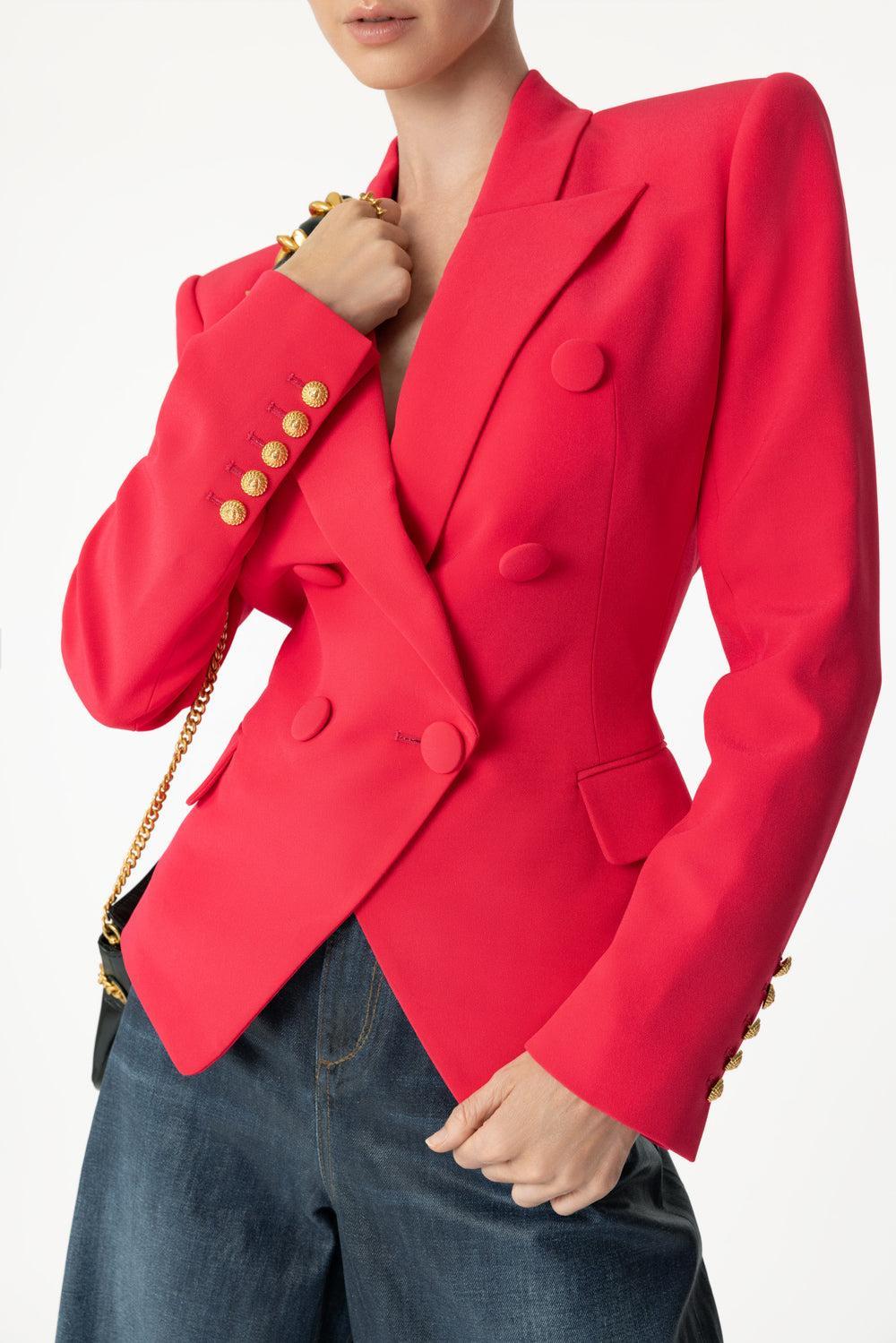 Six Button Fitted Jacket-FUCHSIA-36-CLOTHINGJACKETBLAZERS-BALMAIN